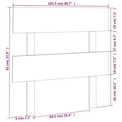 vidaXL sengegærde 103,5x3x81 cm massivt fyrretræ grå