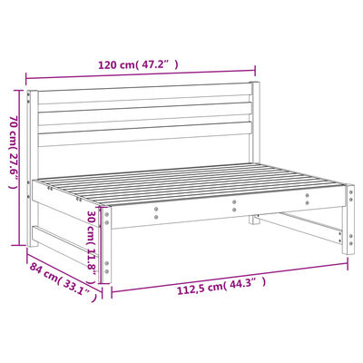 vidaXL midtermodul til havesofa 120x80 cm massivt fyrretræ sort