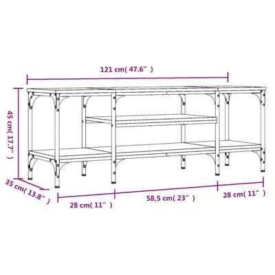 vidaXL tv-bord 121x35x45 cm konstrueret træ og jern sonoma-eg