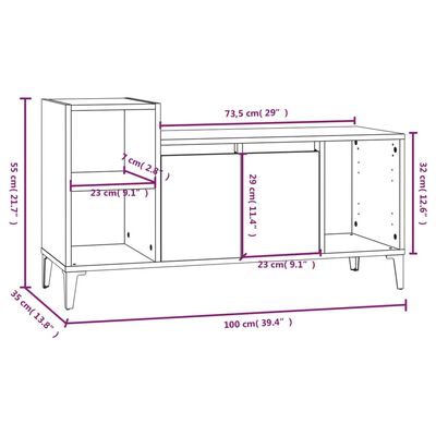 vidaXL tv-bord 100x35x55 cm konstrueret træ grå sonoma-eg