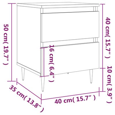 vidaXL sengebord 40x35x50 cm konstrueret træ sonoma-eg