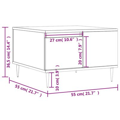 vidaXL sofabord 55x55x36,5 cm konstrueret træ sonoma-eg