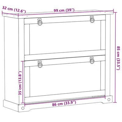 vidaXL skoskab Corona 99x32x85 cm massivt fyrretræ