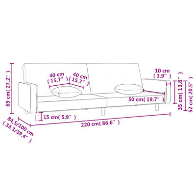 vidaXL 2-personers sovesofa med 2 puder stof gråbrun