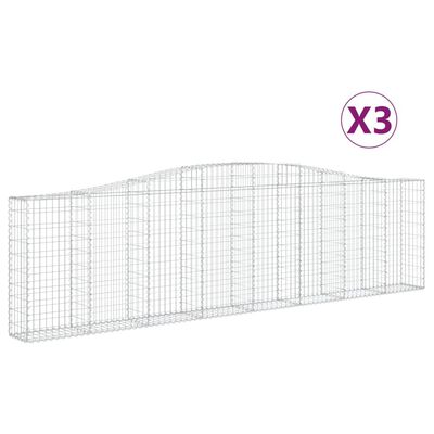 vidaXL buede gabionkurve 3 stk. 400x30x100/120 cm galvaniseret jern