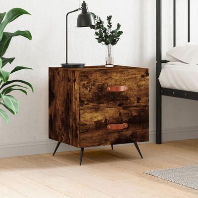 vidaXL sengebord 40x35x47,5 cm konstrueret træ røget egetræ