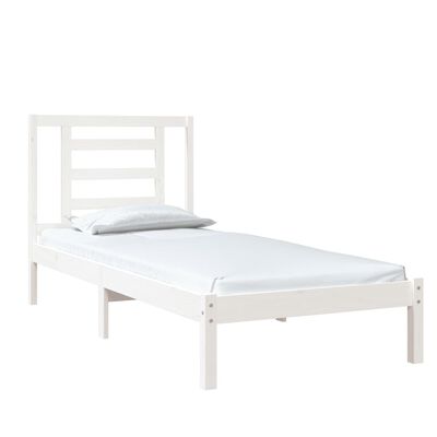 vidaXL sengeramme 75x190 cm Small Single massivt træ hvid