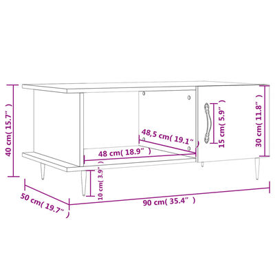 vidaXL sofabord 90x50x40 cm konstrueret træ hvid højglans