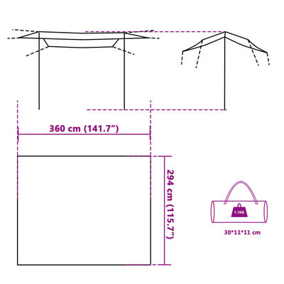 vidaXL tarp 360x294 cm vandtæt grå og orange