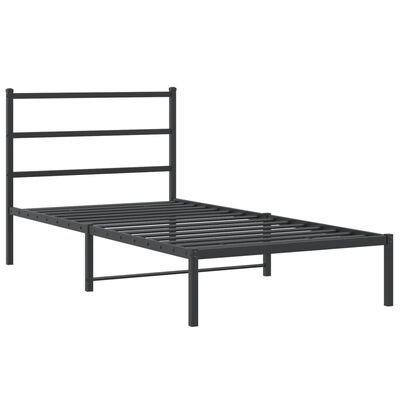 vidaXL sengeramme med sengegavl 100x190 cm metal sort