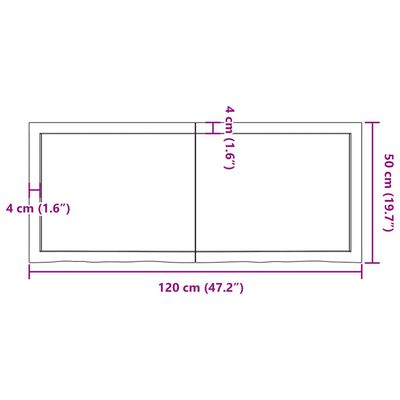 vidaXL væghylde 120x50x(2-4) cm behandlet massivt egetræ mørkebrun