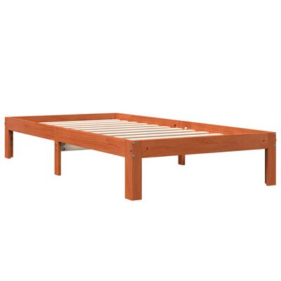 vidaXL sengeramme uden madras 100x200 cm massivt fyrretræ gyldenbrun