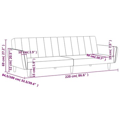 vidaXL 2-personers sovesofa stof blå