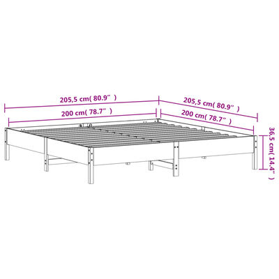 vidaXL sengeramme uden madras 200x200 cm massivt fyrretræ hvid