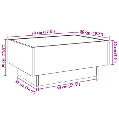 vidaXL sofabord med LED-lys 70x50x30 cm konstrueret træ sonoma-eg