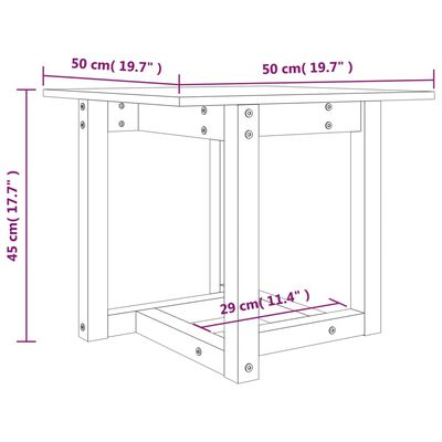 vidaXL sofabord 50x50x45 cm massivt fyrretræ