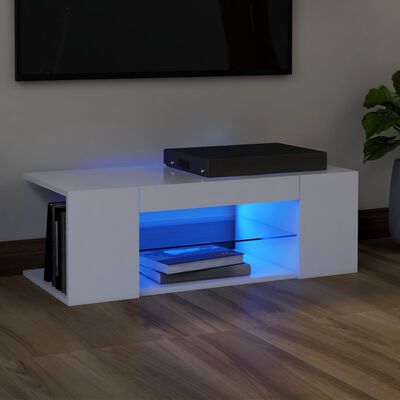 vidaXL tv-skab med LED-lys 90x39x30 cm hvid