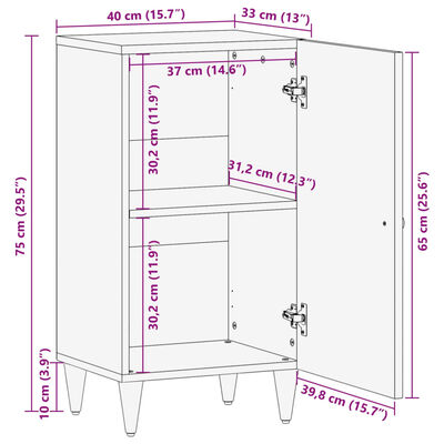 vidaXL skab 40x33x75 cm massivt mangotræ