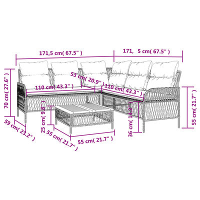 vidaXL sofasæt til haven 2 dele med hynder polyrattan sort