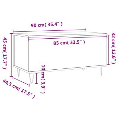 vidaXL sofabord 90x44,5x45 cm konstrueret træ sort