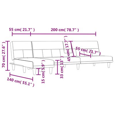 vidaXL L-formet sovesofa 255x140x70 cm stof mørkegrå