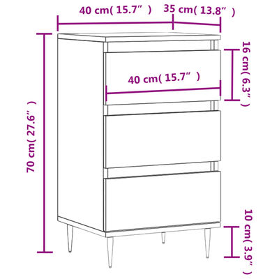 vidaXL skænk 40x35x70 cm konstrueret træ sort