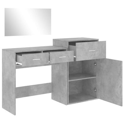 vidaXL makeupbord 3 dele konstrueret træ betongrå