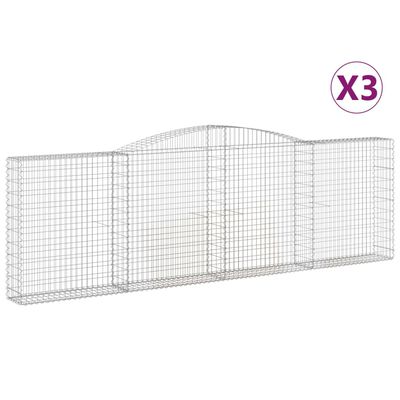 vidaXL buede gabionkurve 3 stk. 400x30x120/140 cm galvaniseret jern