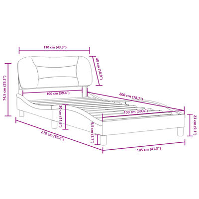 vidaXL sengeramme med sengegavl 100x200 cm stof gråbrun