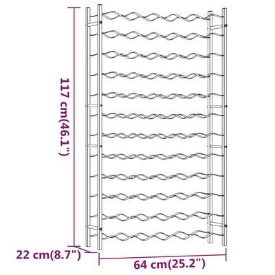 vidaXL vinreol til 72 flasker metal hvid