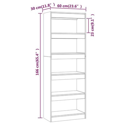 vidaXL bogreol/rumdeler 60x30x103 cm konstrueret træ brun egetræ