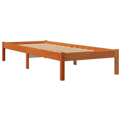 vidaXL sengeramme uden madras 75x190 cm massivt fyrretræ gyldenbrun