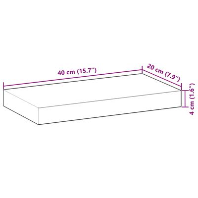 vidaXL væghylder 3 stk. 40x20x4 cm ubehandlet massivt akacietræ