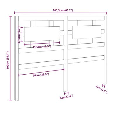 vidaXL sengegærde 165,5x4x100 cm massivt fyrretræ grå