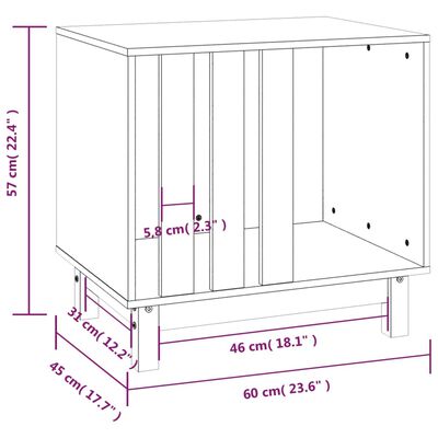 vidaXL hundehus 60x45x57 cm massivt fyrretræ