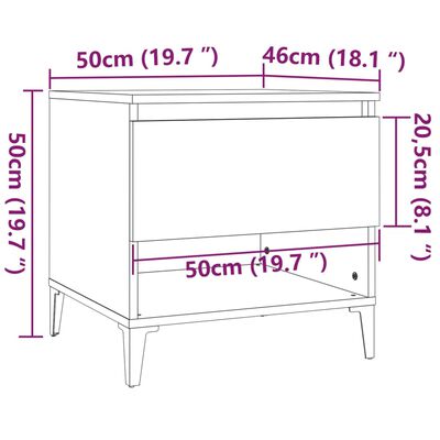 vidaXL sideborde 2 stk. 50x46x50 cm konstrueret træ hvid