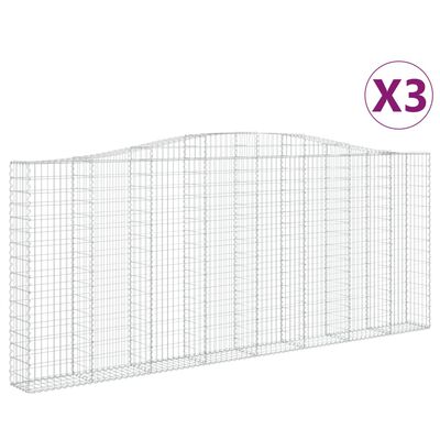 vidaXL buede gabionkurve 3 stk. 400x30x160/180 cm galvaniseret jern