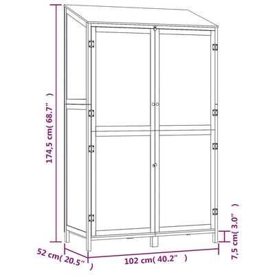 vidaXL haveskur 102x52x174,5 cm massivt grantræ antracitgrå