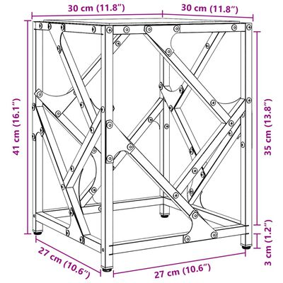 vidaXL sofabord med transparent glastop 30x30x41 cm stål