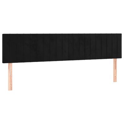 vidaXL sengegavl med LED-lys 180x5x78/88 cm velour sort