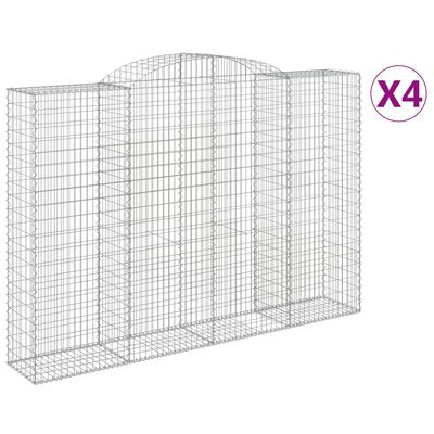 vidaXL buede gabionkurve 4 stk. 300x50x200/220 cm galvaniseret jern