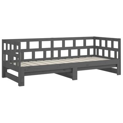 vidaXL daybed med udtræk 2x(90x200) cm massivt fyrretræ grå