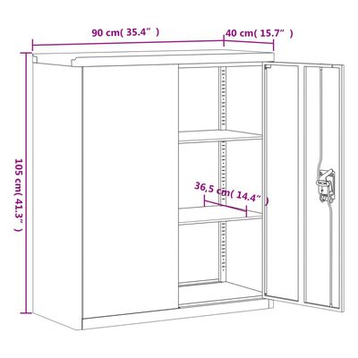 vidaXL arkivskab 90x40x145 cm stål sort