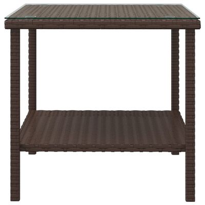 vidaXL sidebord 45x45x45 cm polyrattan og hærdet glas brun