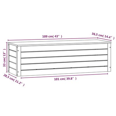 vidaXL opbevaringskasse 109x36,5x33 cm massivt fyrretræ