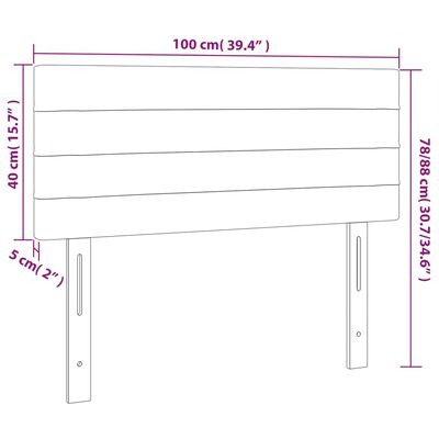 vidaXL sengegavl 100x5x78/88 cm stof mørkegrå