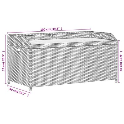 vidaXL opbevaringsbænk 100x50x52 cm polyrattan og akacietræ sort