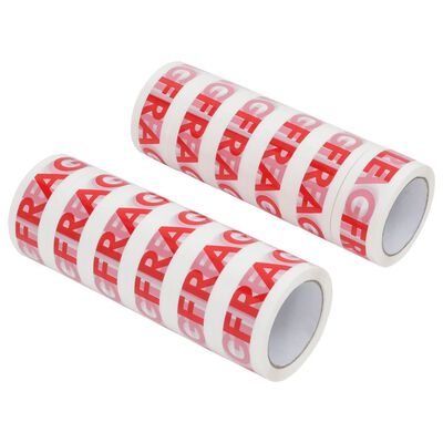 vidaXL pakketape 12 stk. 48 mm x 66 m FRAGILE-print hvid