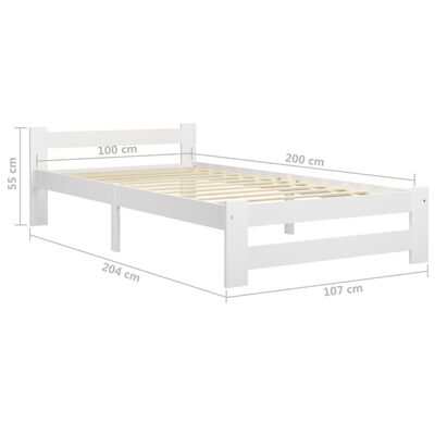 vidaXL sengestel 100x200 cm massivt fyrretræ hvid