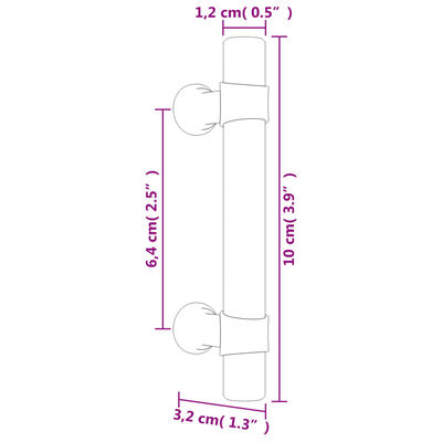 vidaXL skabshåndtag 10 stk. 64 mm rustfrit stål sølvfarvet